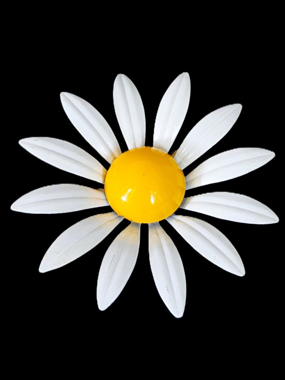 Vintage 1960s Large Enamel Daisy Brooch – 3" Mod Hippie Boho Pin Brooch